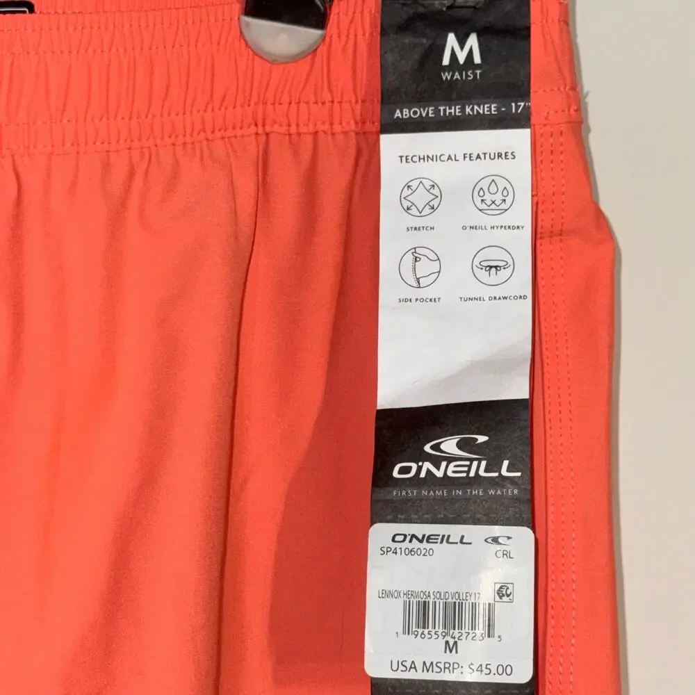 O'Neill Hyperdry Orange Above the Knee Board Shorts, Men's Size M